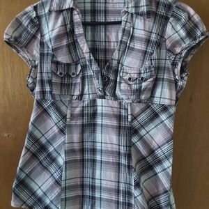 HeartSoul Pink and Black Plaid Top